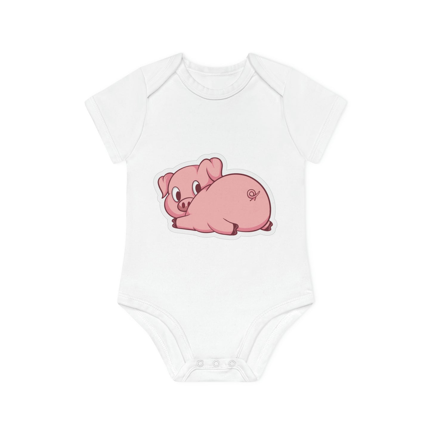 "Adorable Piggie" - Baby Organic Short Sleeve Bodysuit