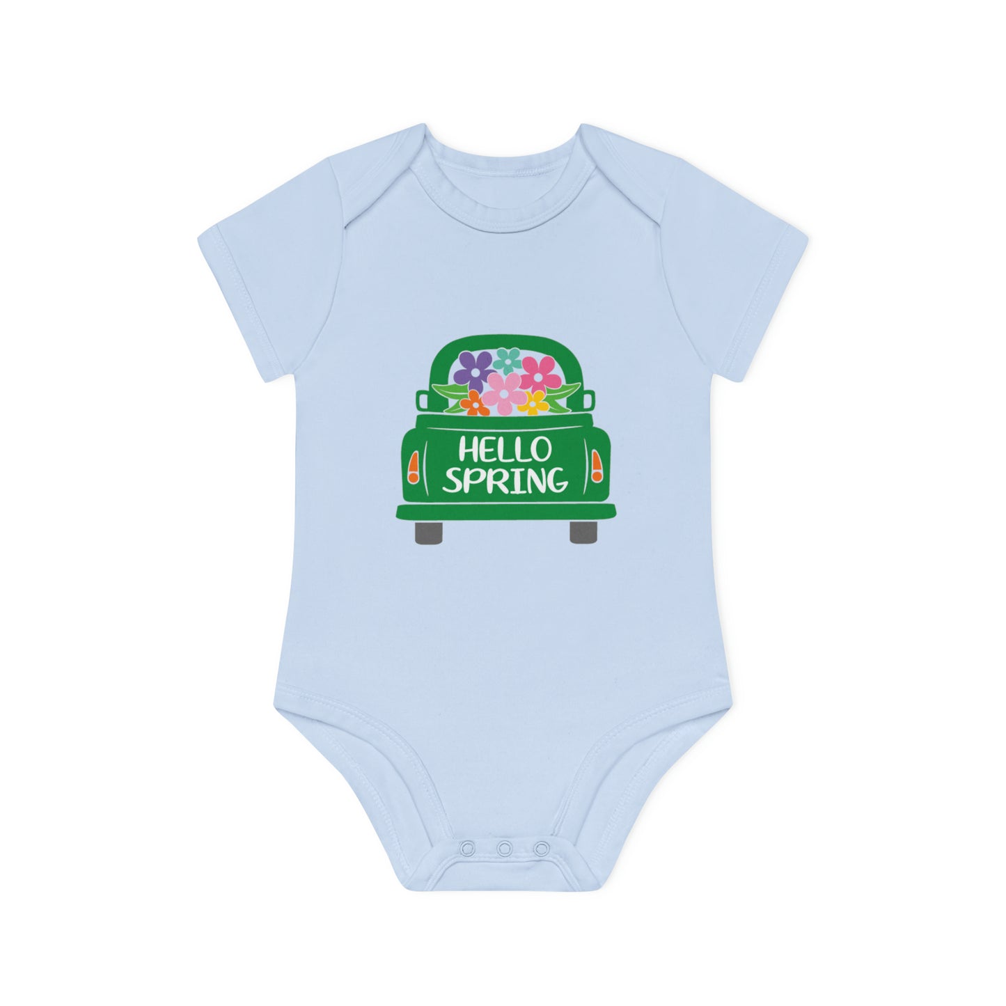 "Hello Spring" - Baby Organic Short Sleeve Bodysuit