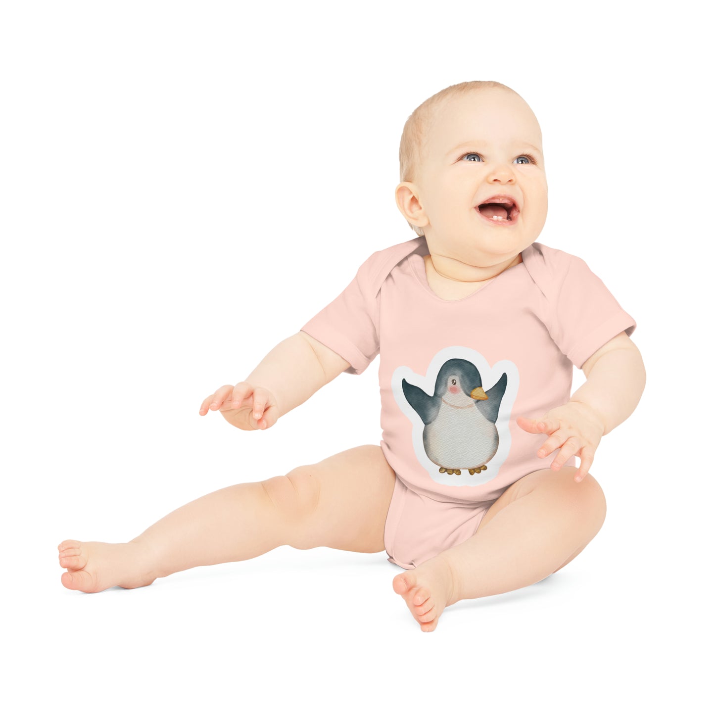 "Penguin Cutie" - Baby Organic Short Sleeve Bodysuit