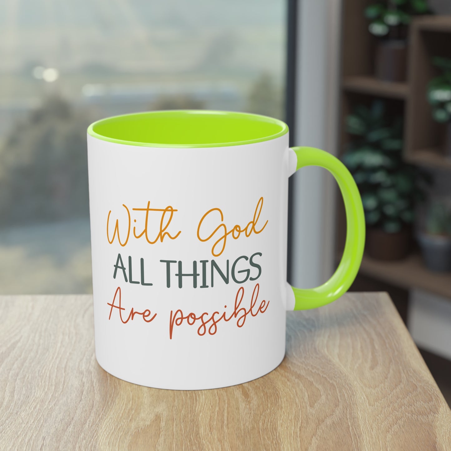 "Blessed Brew: With God All things are Possible" - Two Tone Mug