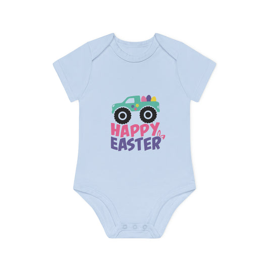 "Happy Easter" - Baby Organic Short Sleeve Bodysuit