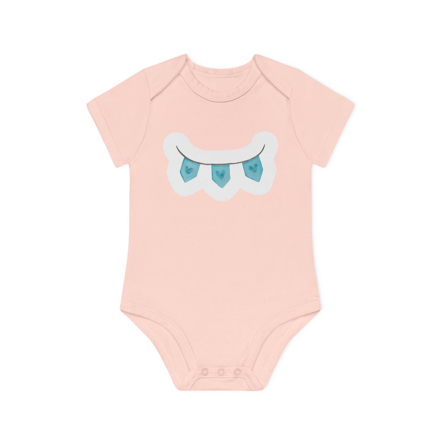 "Adorable Hearts Blue" - Baby Organic Short Sleeve Bodysuit