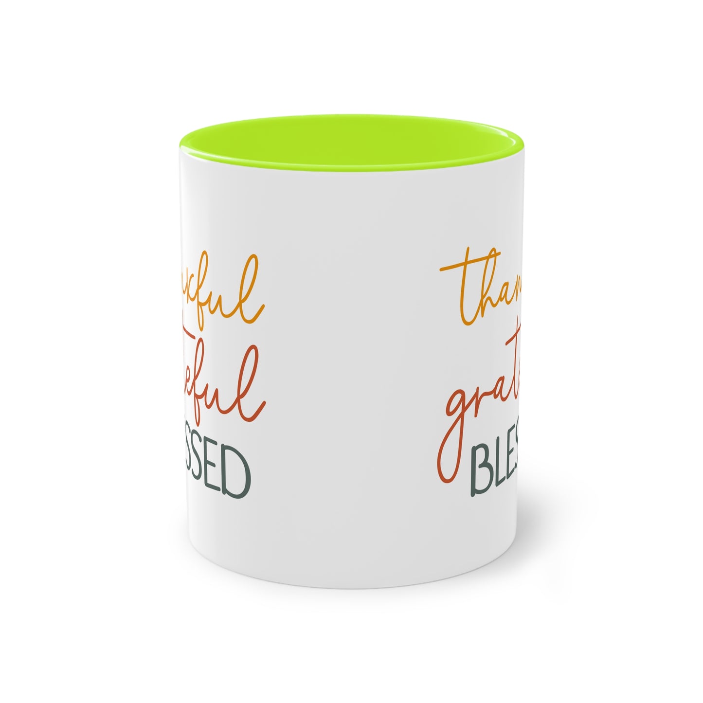 "Thankful, Grateful, Blessed" - Inspirational Quote - Two Tone Mug