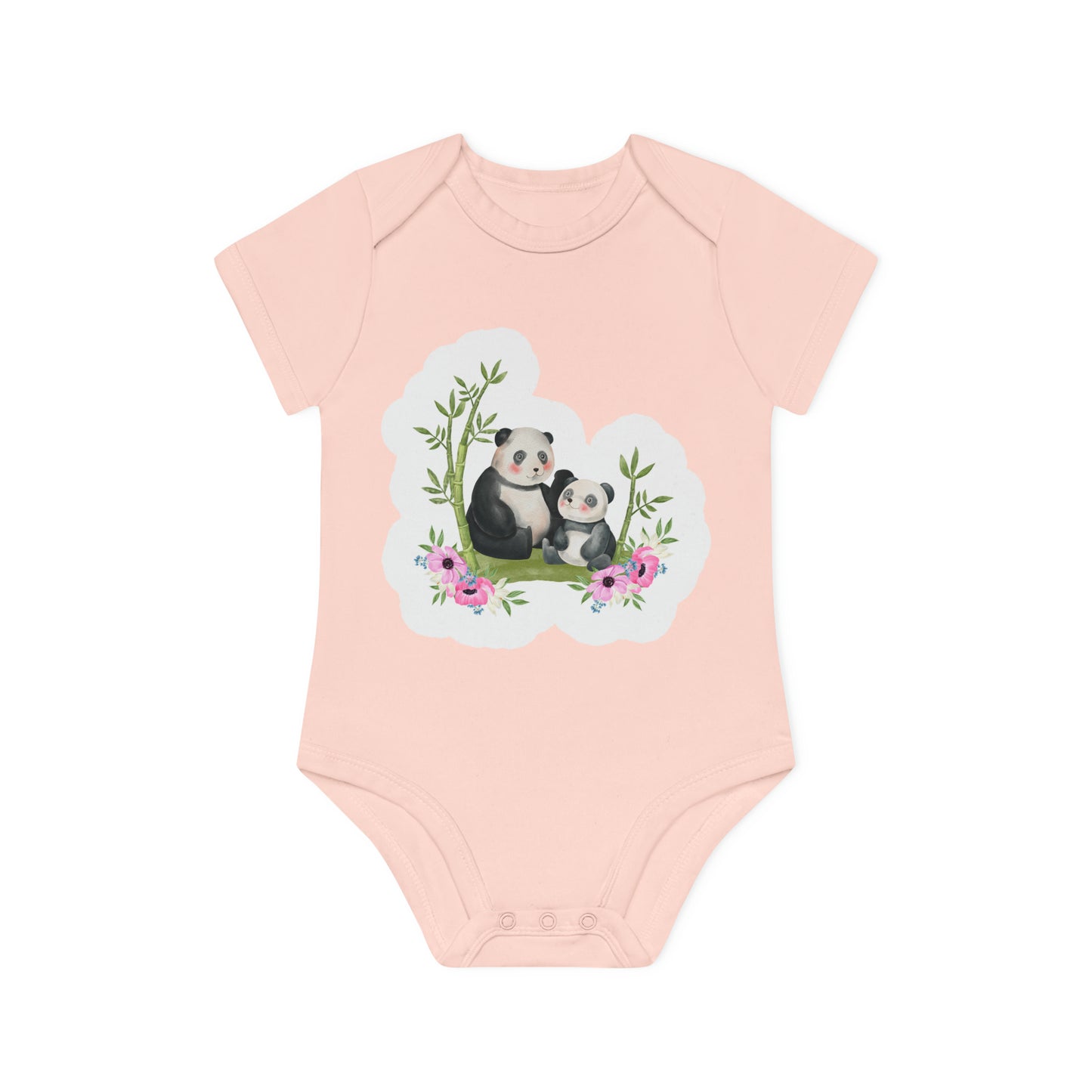 "Organic Cotton Baby Bodysuit with Ad- Baby Organic Short Sleeve Bodysuit