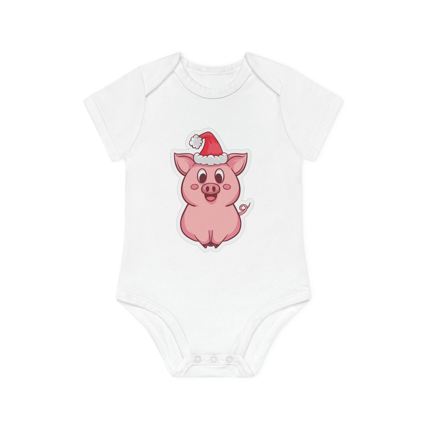 "Christmas Piggie" - Adorable Baby Organic Short Sleeve Bodysuit