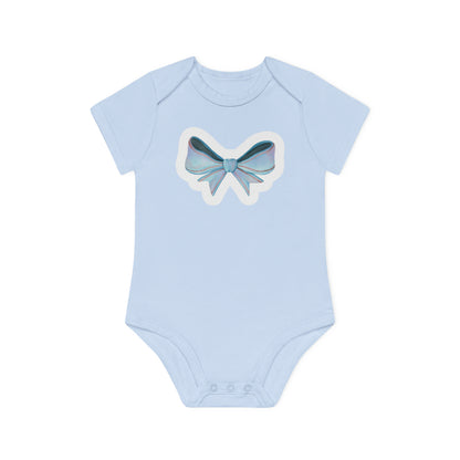 "Adorable Bow" - Baby Organic Short Sleeve Bodysuit