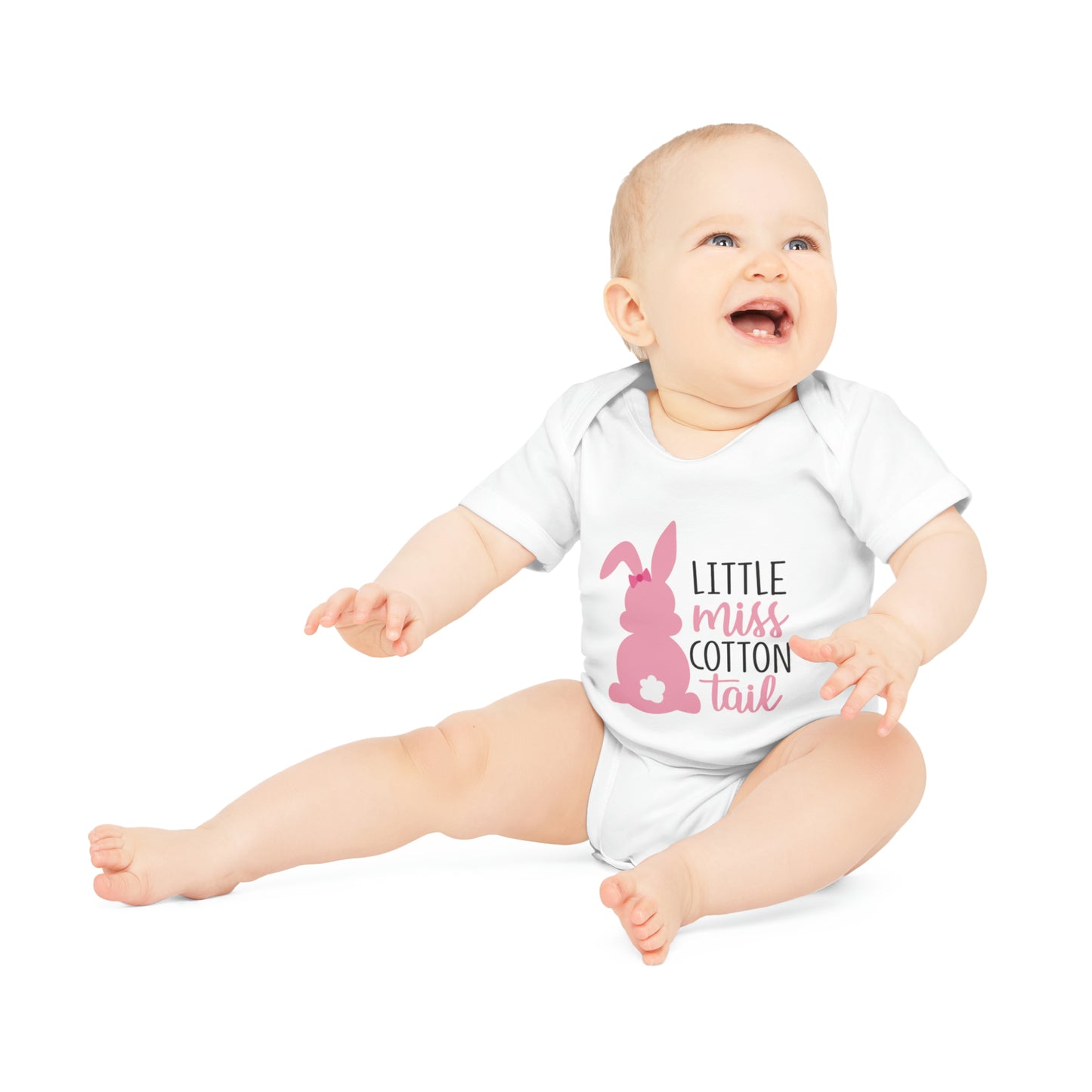 "Little Miss Cotton Tail" - Baby Organic Short Sleeve Bodysuit