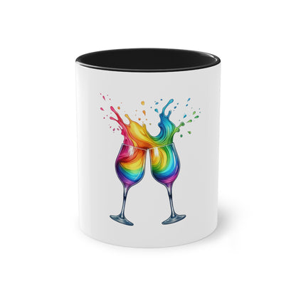 "Rainbow Pride Celebrate Love" - Two Tone Mug