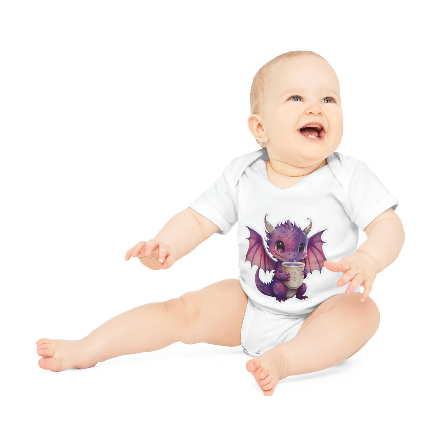 "Dragon Cutie Pie" - Baby Organic Short Sleeve Bodysuit