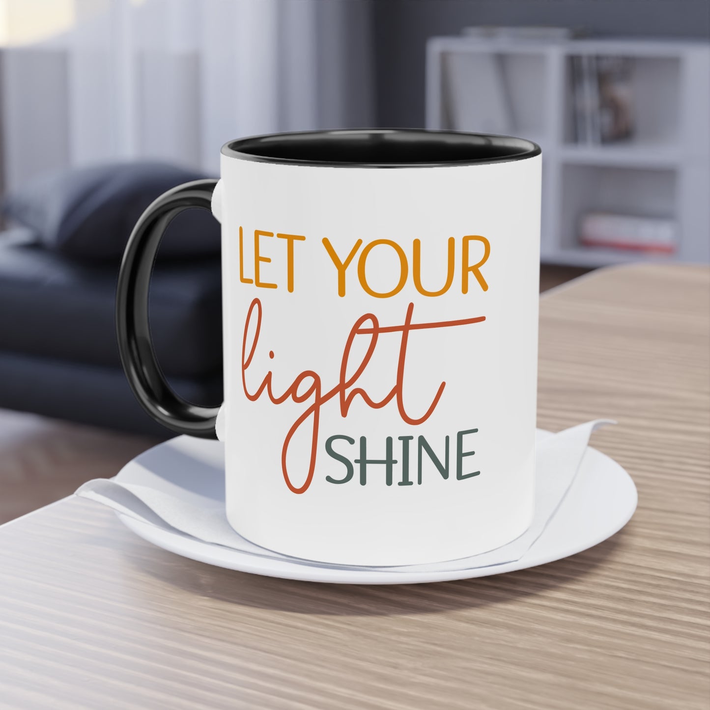 "Let your light shine" - Christian Quote - Two Tone Mug