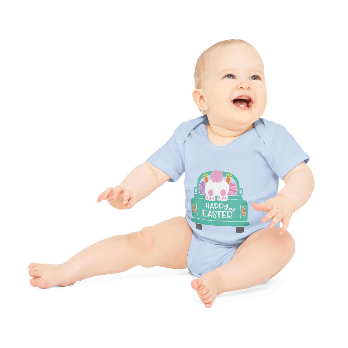 "Happy Easter" - Baby Organic Short Sleeve Bodysuit