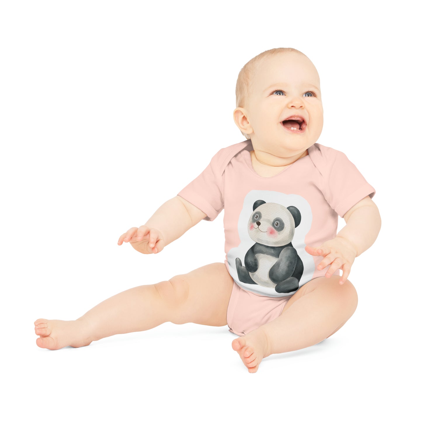 "Cute Panda" - Baby Organic Short Sleeve Bodysuit