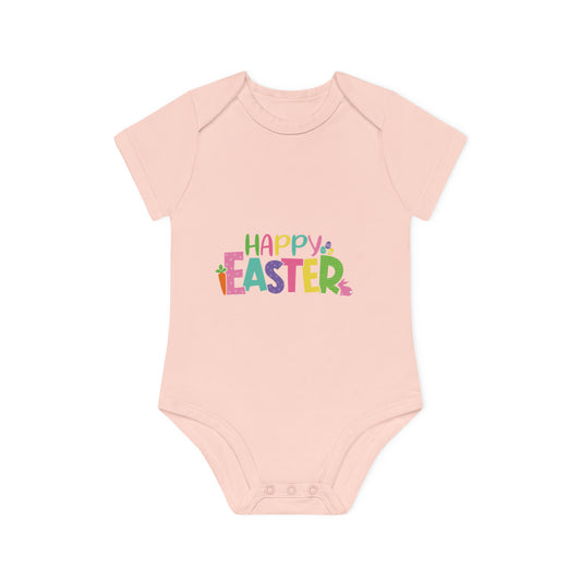 "Happy Easter" - Baby Organic Short Sleeve Bodysuit