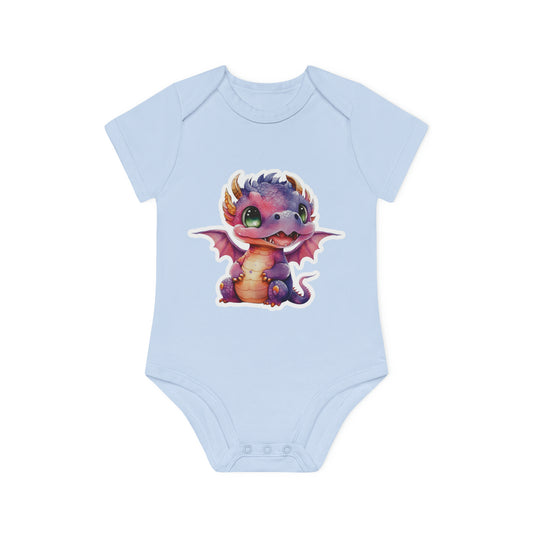 "Cute Drangon" - Baby Organic Short Sleeve Bodysuit