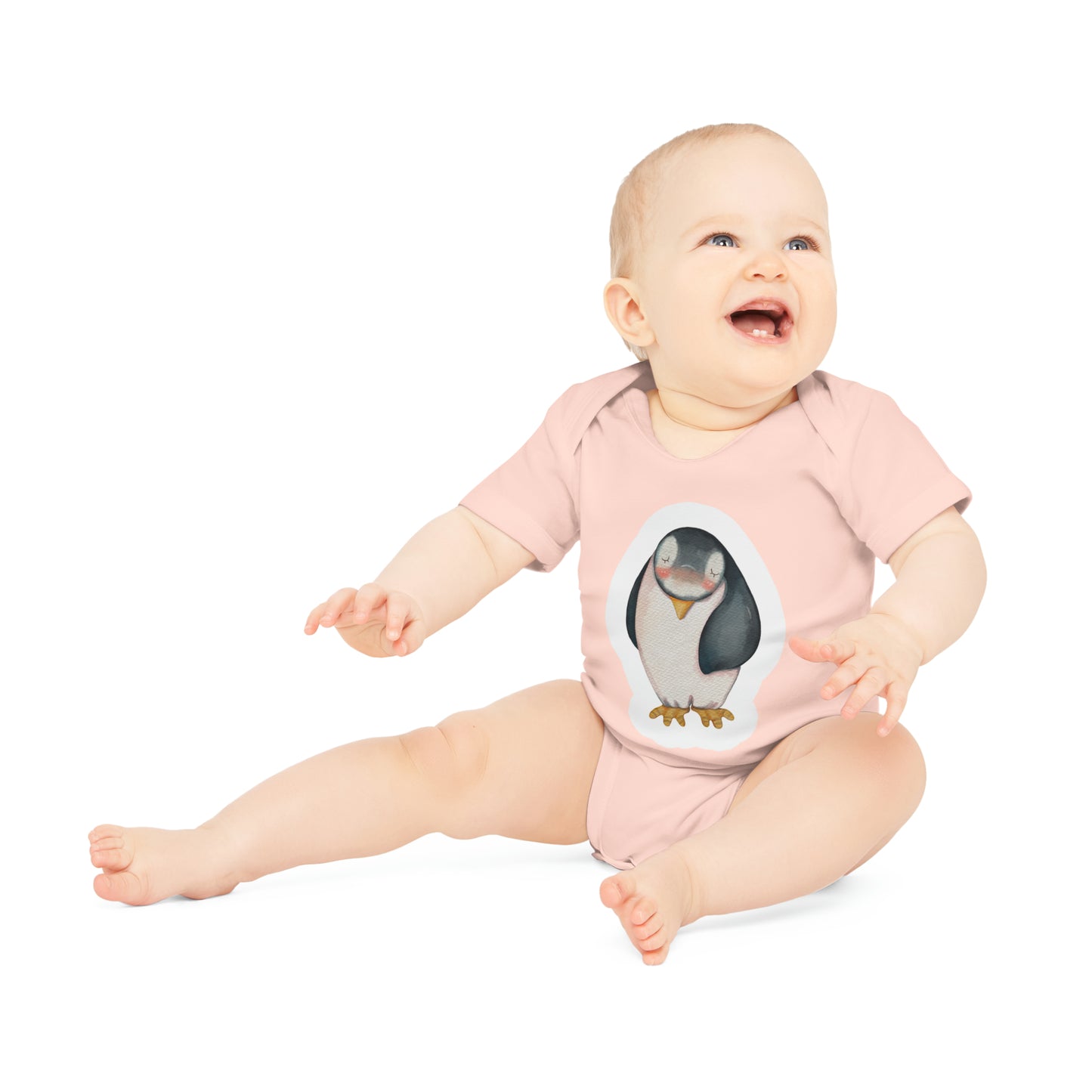 "Mama Penguin" - Baby Organic Short Sleeve Bodysuit