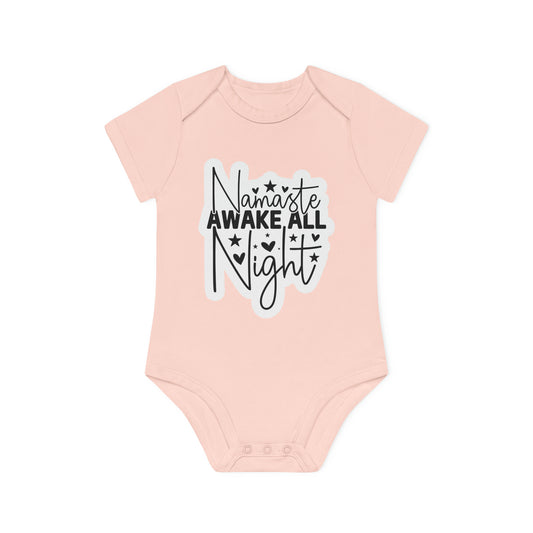 "Namaste Awake All Night" - Baby Organic Short Sleeve Bodysuit