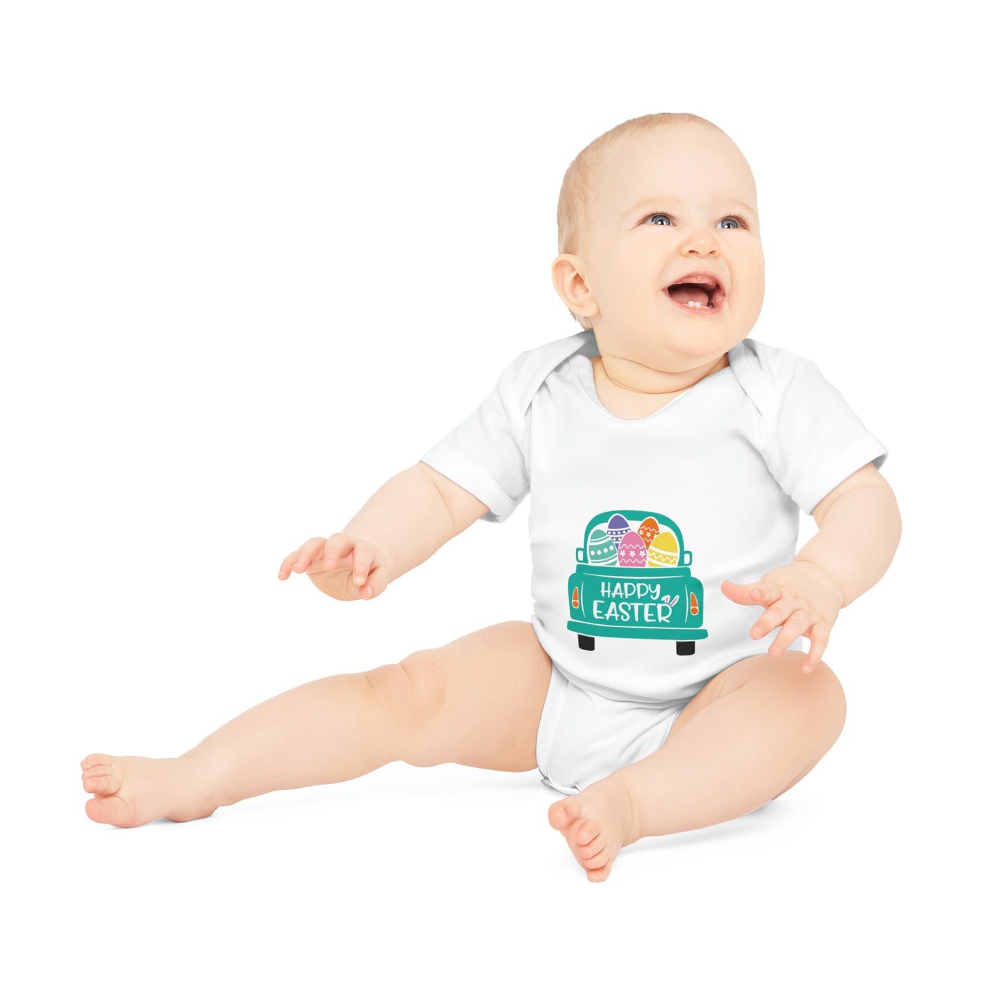 "Happy Easter" - Baby Organic Short Sleeve Bodysuit