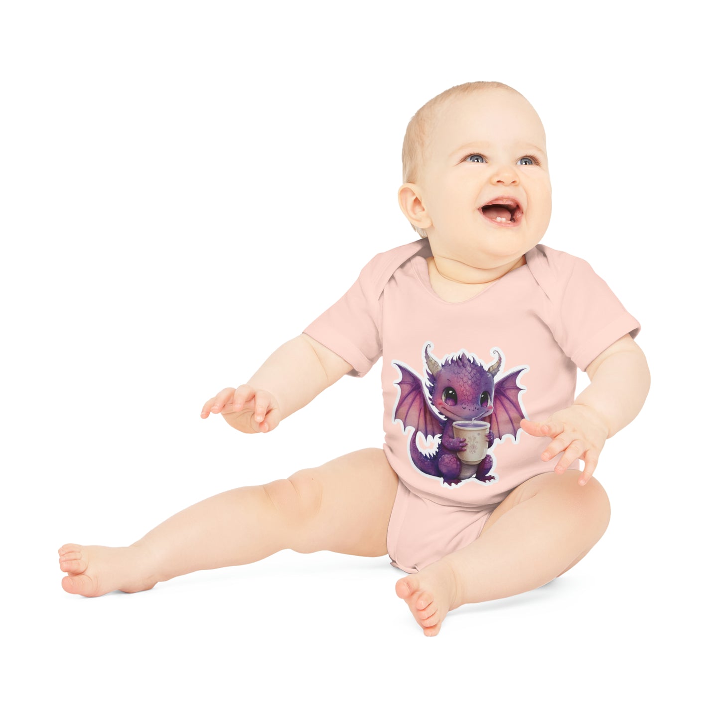 "Dragon Cutie Pie" - Baby Organic Short Sleeve Bodysuit