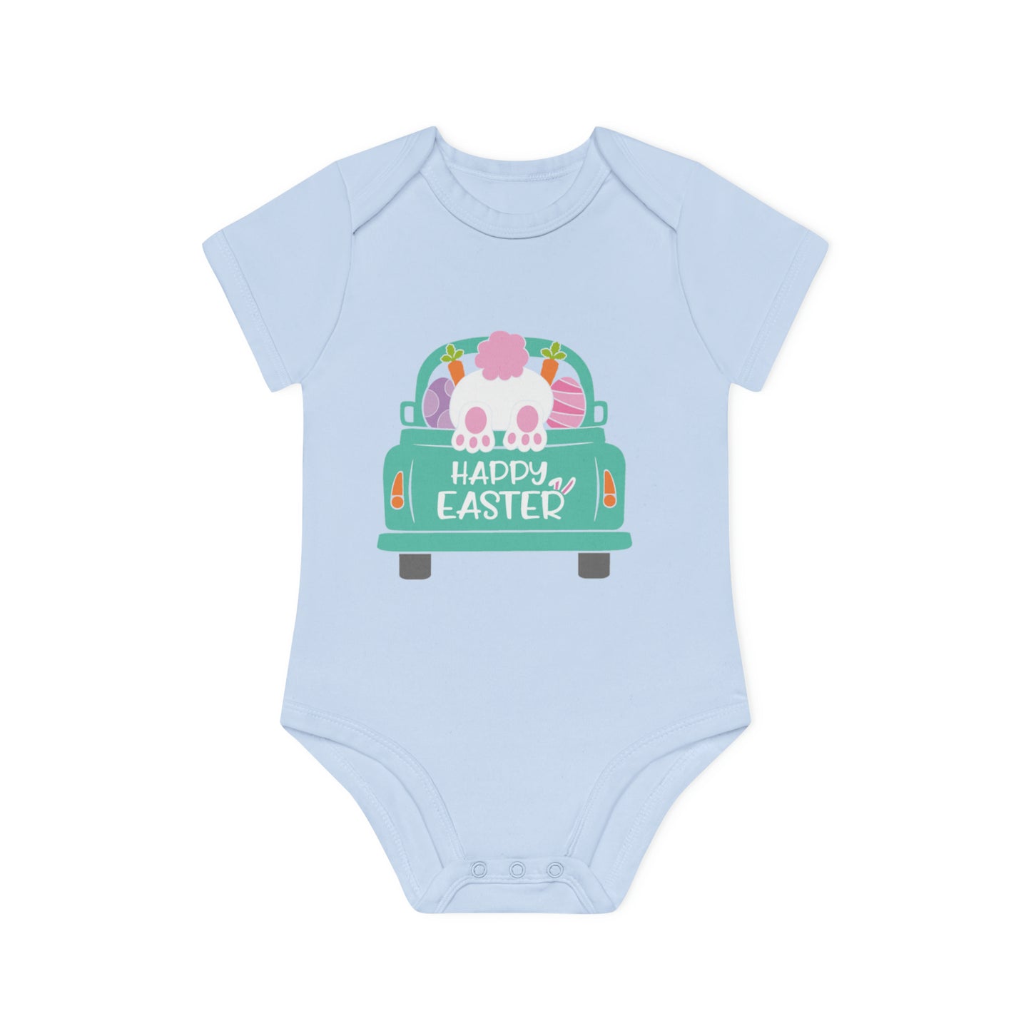 "Happy Easter" - Baby Organic Short Sleeve Bodysuit