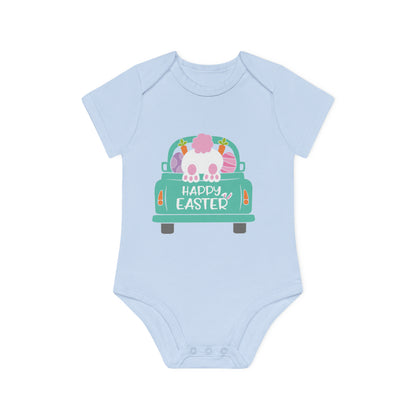 "Happy Easter" - Baby Organic Short Sleeve Bodysuit