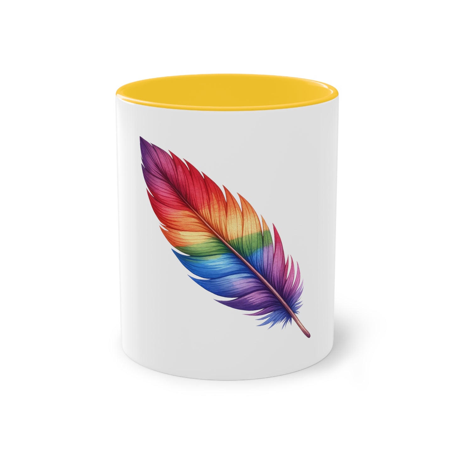 "Rainbow Pride Feather" - Two Tone Mug