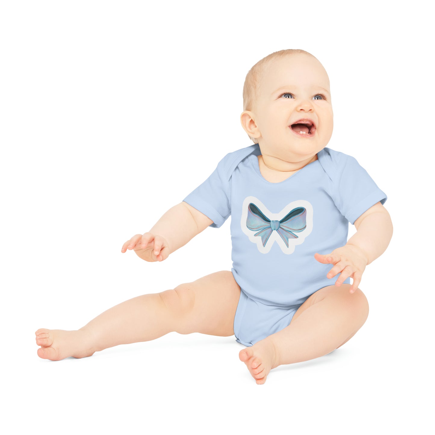 "Adorable Bow" - Baby Organic Short Sleeve Bodysuit