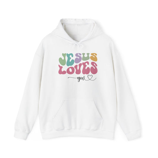 "Jesus Loves You" - Faithfully Cozy Hooded Sweatshirt - Hoodie