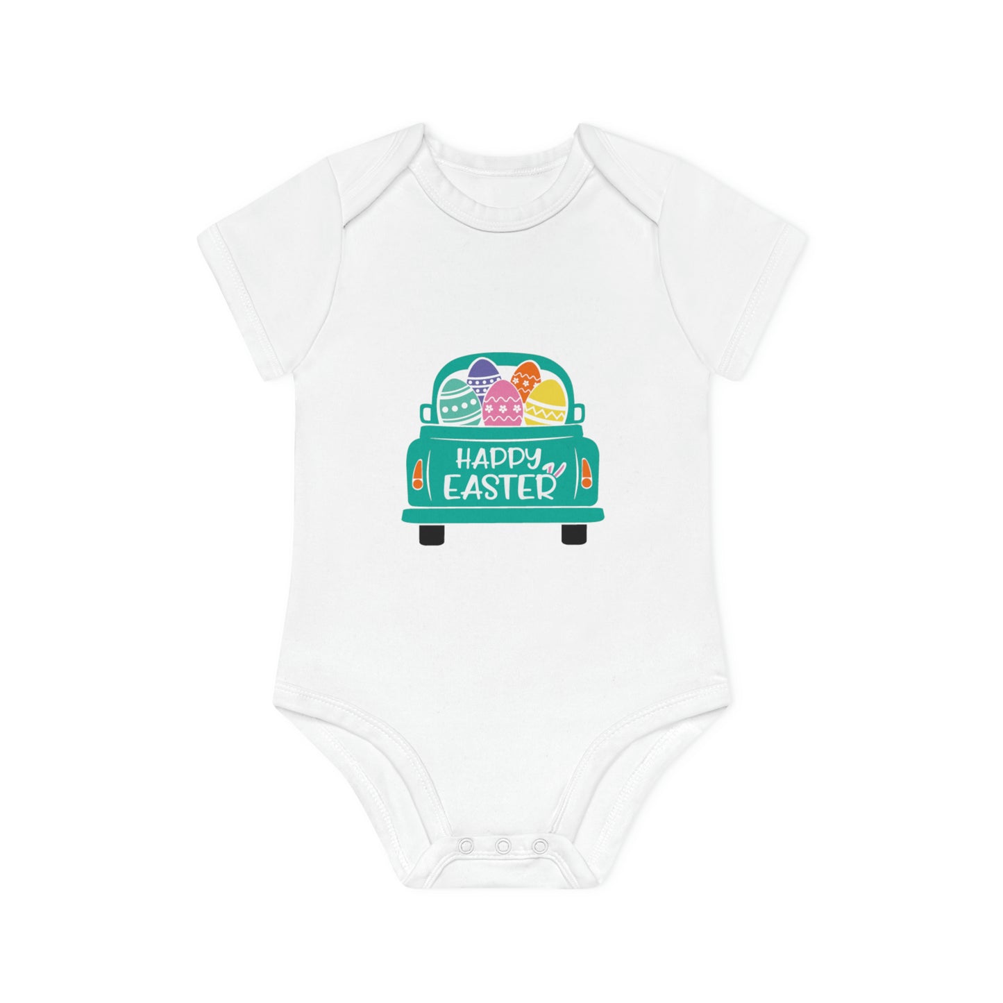 "Happy Easter" - Baby Organic Short Sleeve Bodysuit