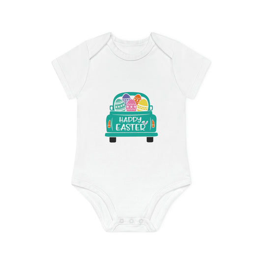 "Happy Easter" - Baby Organic Short Sleeve Bodysuit