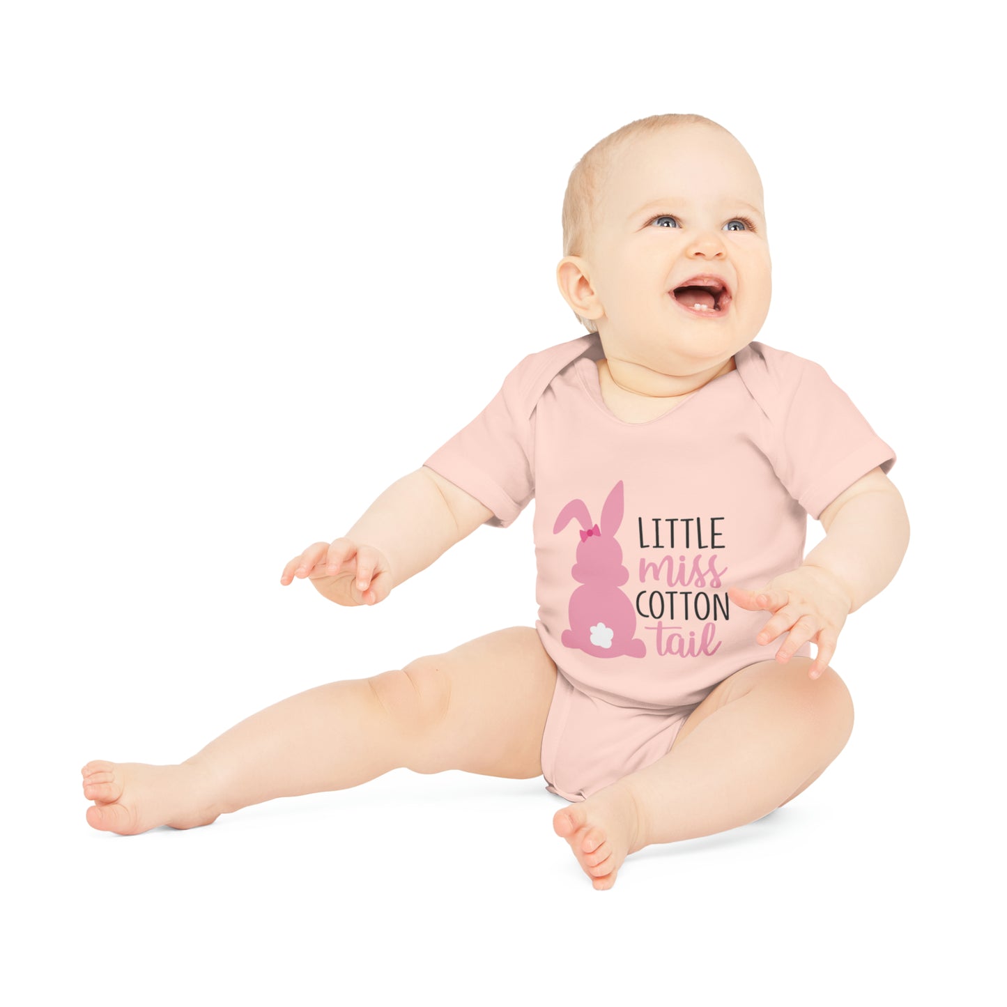 "Little Miss Cotton Tail" - Baby Organic Short Sleeve Bodysuit