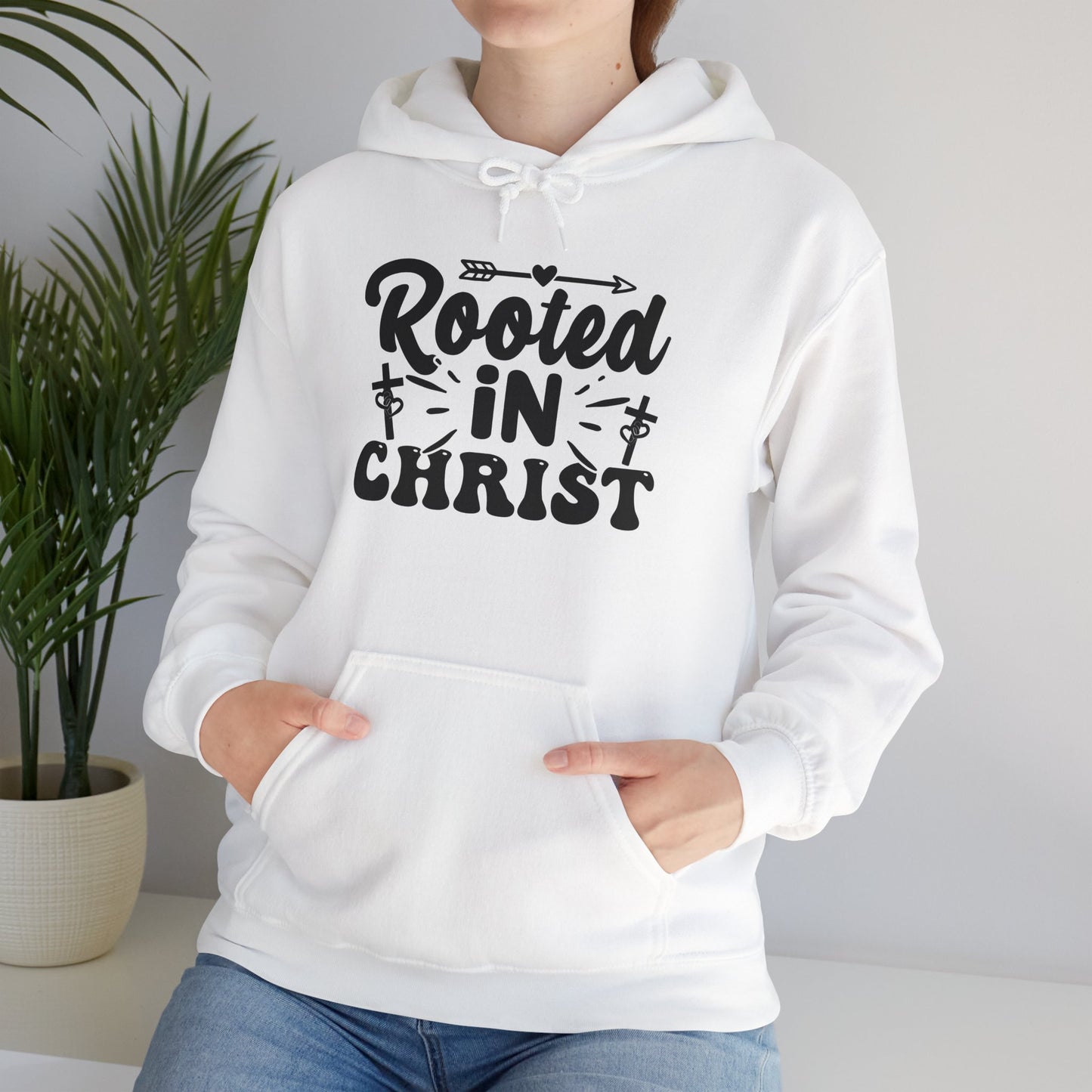 "Rooted in Christ" - Christian Quote Hooded- Hoodie