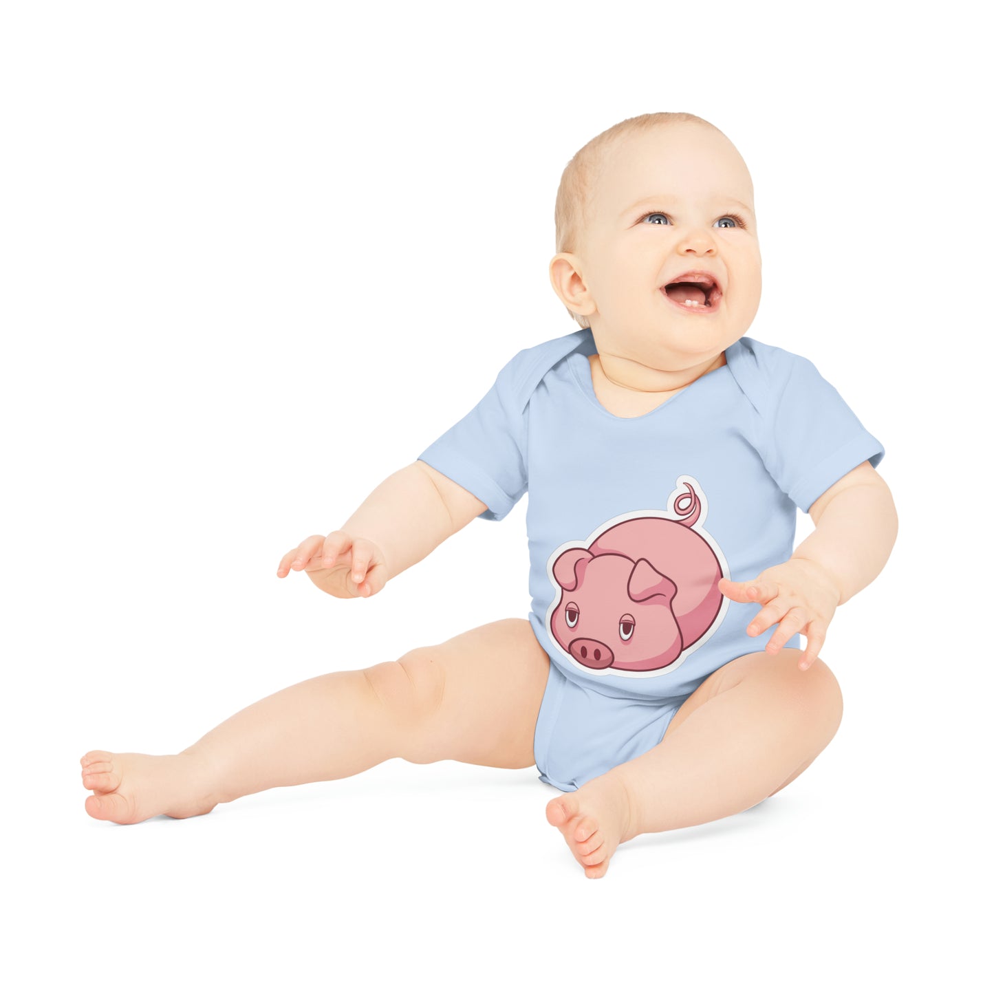 "Adorable Piggie" - Baby Organic Short Sleeve Bodysuit