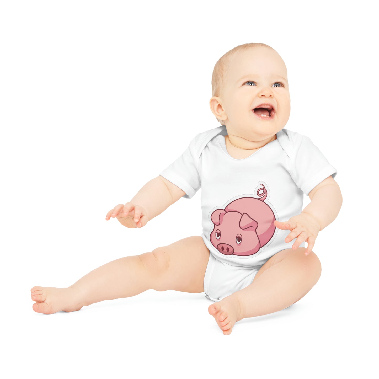 "Adorable Piggie" - Baby Organic Short Sleeve Bodysuit