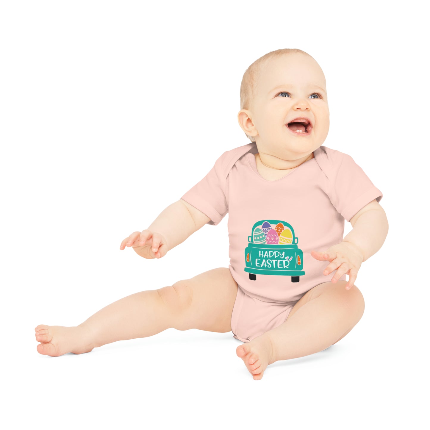 "Happy Easter" - Baby Organic Short Sleeve Bodysuit