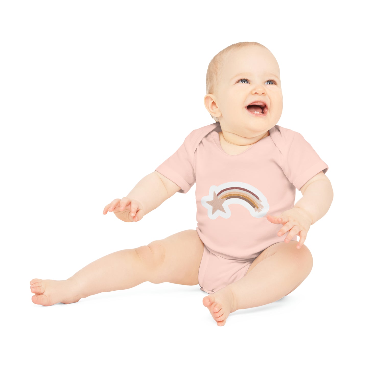 "Rainbow Star" - Baby Organic Short Sleeve Bodysuit