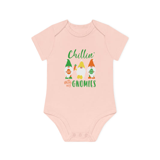 "Chillin' with my Gnomies" - Baby Organic Short Sleeve Bodysuit