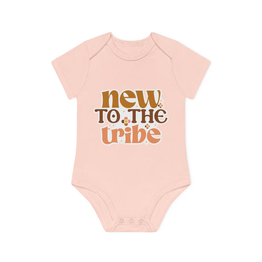 "New to the Tribe" - Adorable Baby Organic Short Sleeve Bodysuit