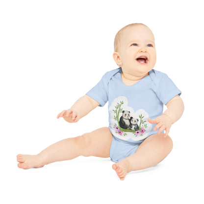 "Organic Cotton Baby Bodysuit with Ad- Baby Organic Short Sleeve Bodysuit